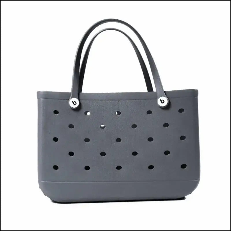 Solid Waterproof Beach Bag Durable EVA Rubber Handbag for Swimming Shopping Sports and Travel - grey - Fashion