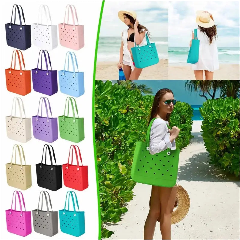 Solid Waterproof Beach Bag Durable EVA Rubber Handbag for Swimming Shopping Sports and Travel - Fashion