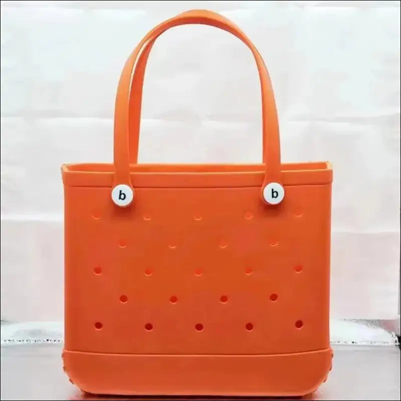 Solid Waterproof Beach Bag Durable EVA Rubber Handbag for Swimming Shopping Sports and Travel - orange - Fashion