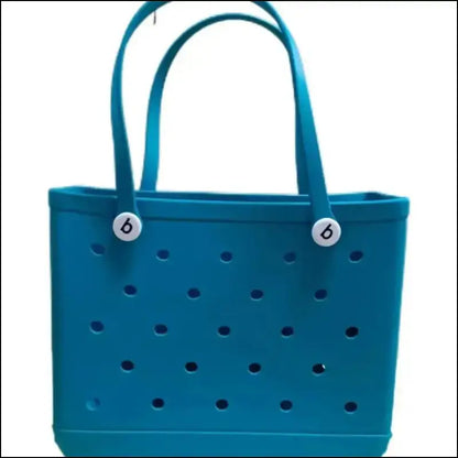 Solid Waterproof Beach Bag Durable EVA Rubber Handbag for Swimming Shopping Sports and Travel - blue - Fashion