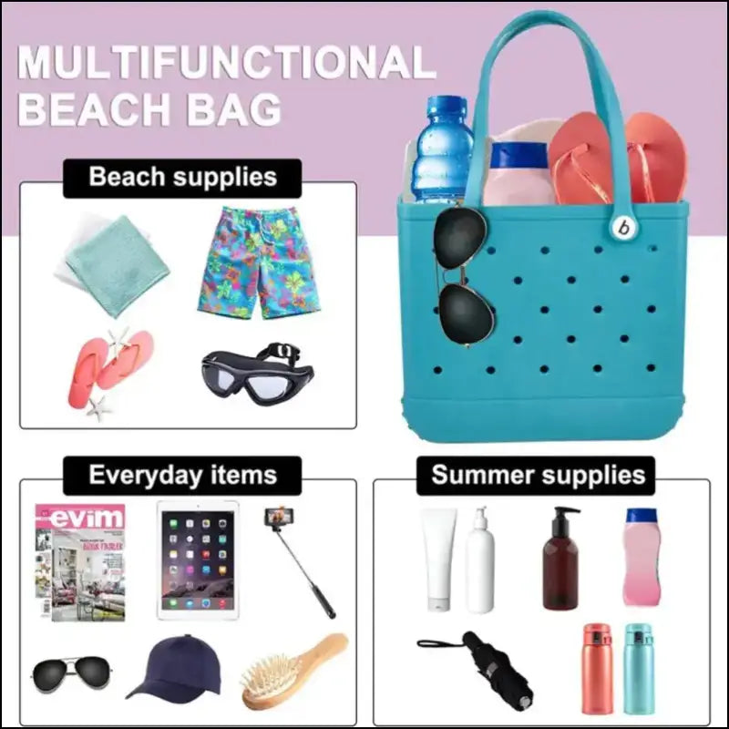 Solid Waterproof Beach Bag Durable EVA Rubber Handbag for Swimming Shopping Sports and Travel - Fashion