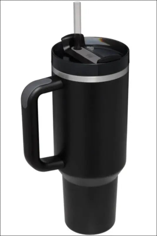 Stainless Steel Tumbler with Upgraded Handle and Straw - Black / One Size
