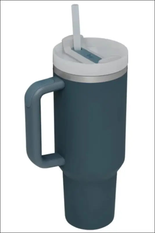 Stainless Steel Tumbler with Upgraded Handle and Straw - Deep Teal / One Size