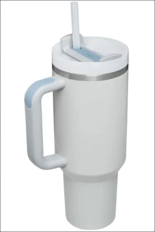 Stainless Steel Tumbler with Upgraded Handle and Straw - Light Gray / One Size