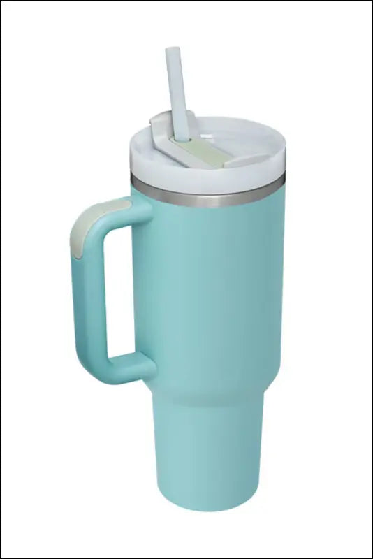 Stainless Steel Tumbler with Upgraded Handle and Straw - Teal / One Size