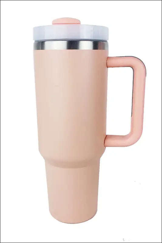 Stainless Steel Tumbler with Upgraded Handle and Straw - Watermelon pink / One Size
