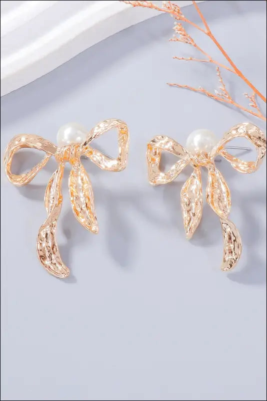Synthetic Pearl Necklace Bow and Earrings Jewelry Set
