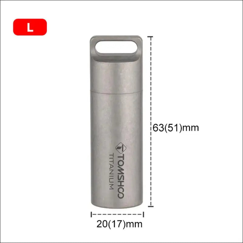 Tomshoo Titanium Mini Sealed Waterproof Storage Pill Box Perfume Case Pendants EDC Tools Eco-friendly Home Outdoor - L