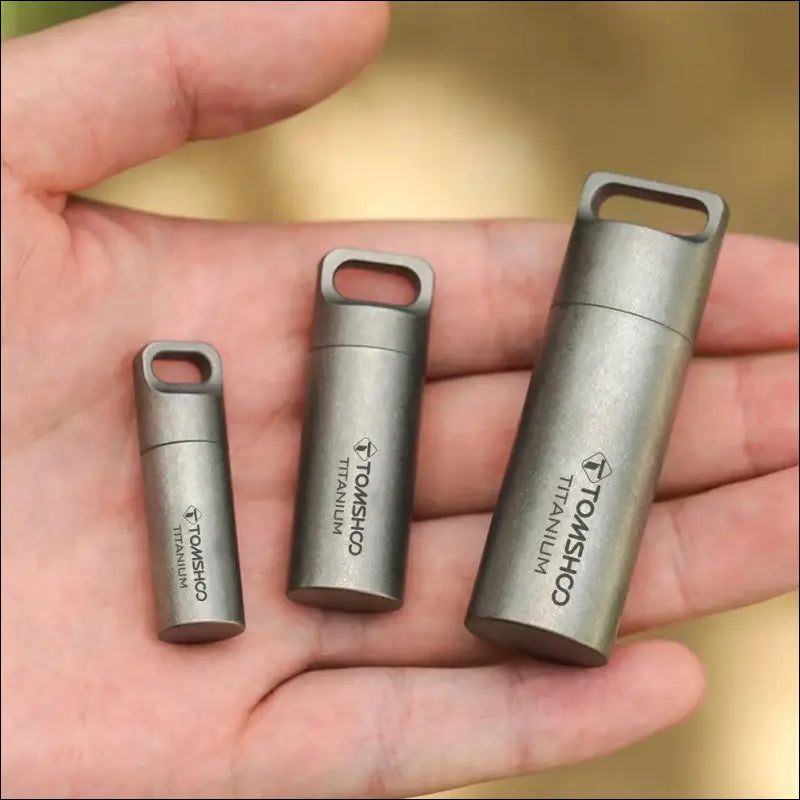 Tomshoo Titanium Mini Sealed Waterproof Storage Pill Box Perfume Case Pendants EDC Tools Eco-friendly Home Outdoor