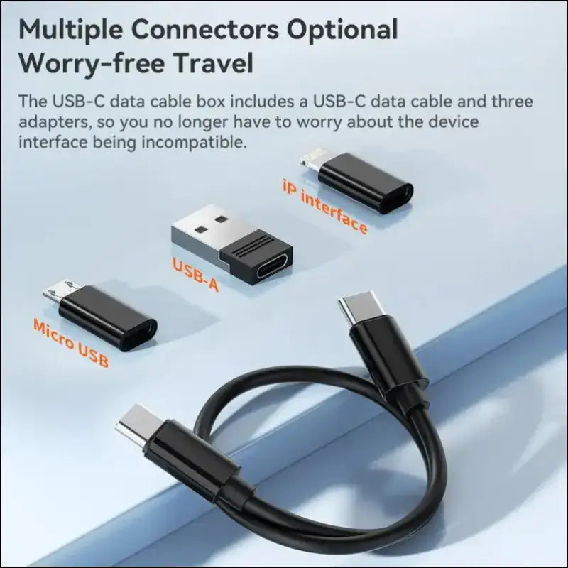 Toocki 4-in-1 USB Type-C to USB-C Cable Set 60W Fast Charging Storage Box with Mobile Phone Holder for Xiaomi - Black