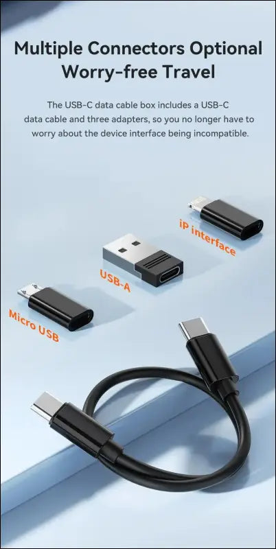 Toocki 4-in-1 USB Type-C to USB-C Cable Set 60W Fast Charging Storage Box with Mobile Phone Holder for Xiaomi - Black