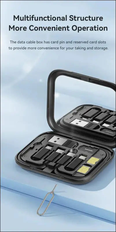 Toocki 4-in-1 USB Type-C to USB-C Cable Set 60W Fast Charging Storage Box with Mobile Phone Holder for Xiaomi - Black