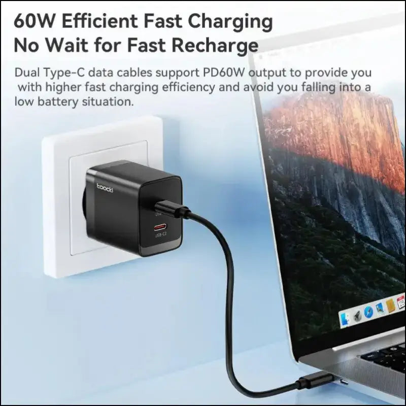 Toocki 4-in-1 USB Type-C to USB-C Cable Set 60W Fast Charging Storage Box with Mobile Phone Holder for Xiaomi - Black