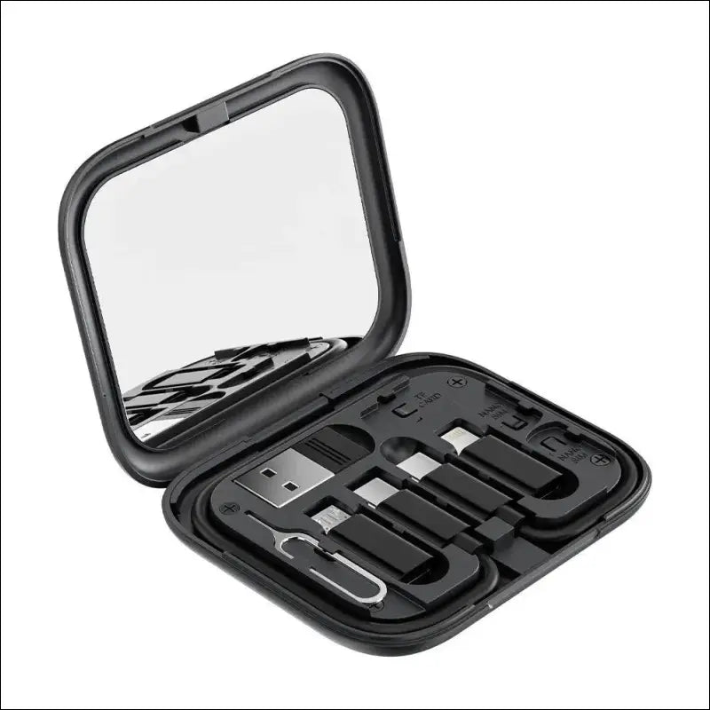Toocki 4-in-1 USB Type-C to USB-C Cable Set 60W Fast Charging Storage Box with Mobile Phone Holder for Xiaomi - Black