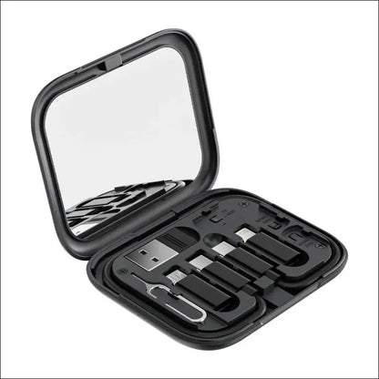 Toocki 4-in-1 USB Type-C to USB-C Cable Set 60W Fast Charging Storage Box with Mobile Phone Holder for Xiaomi - Black