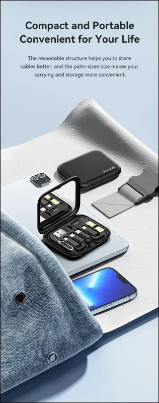 Toocki 4-in-1 USB Type-C to USB-C Cable Set 60W Fast Charging Storage Box with Mobile Phone Holder for Xiaomi - Black