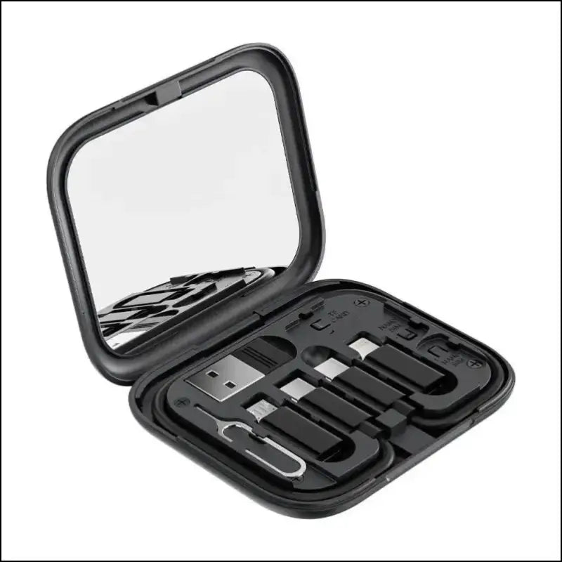 Toocki 4-in-1 USB Type-C to USB-C Cable Set 60W Fast Charging Storage Box with Mobile Phone Holder for Xiaomi - Black
