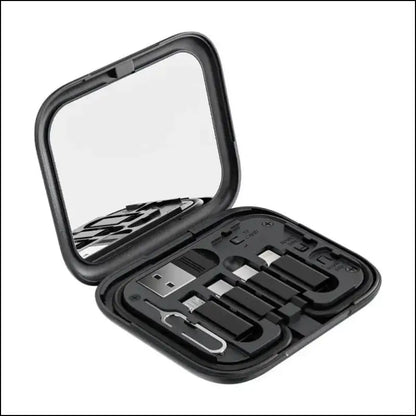 Toocki 4-in-1 USB Type-C to USB-C Cable Set 60W Fast Charging Storage Box with Mobile Phone Holder for Xiaomi - Black