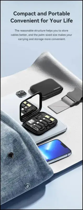 Toocki 4-in-1 USB Type-C to USB-C Cable Set 60W Fast Charging Storage Box with Mobile Phone Holder for Xiaomi - Black