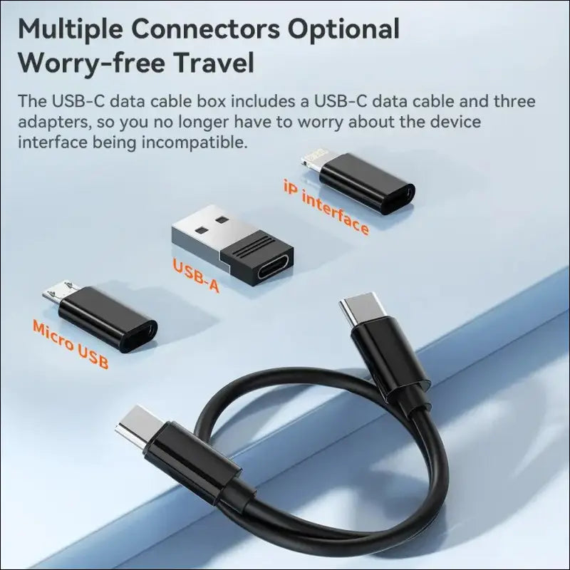 Toocki 4-in-1 USB Type-C to USB-C Cable Set 60W Fast Charging Storage Box with Mobile Phone Holder for Xiaomi - Black