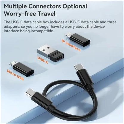 Toocki 4-in-1 USB Type-C to USB-C Cable Set 60W Fast Charging Storage Box with Mobile Phone Holder for Xiaomi - Black