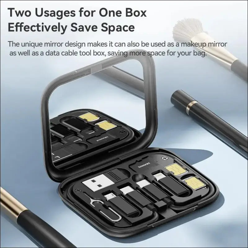 Toocki 4-in-1 USB Type-C to USB-C Cable Set 60W Fast Charging Storage Box with Mobile Phone Holder for Xiaomi - Black