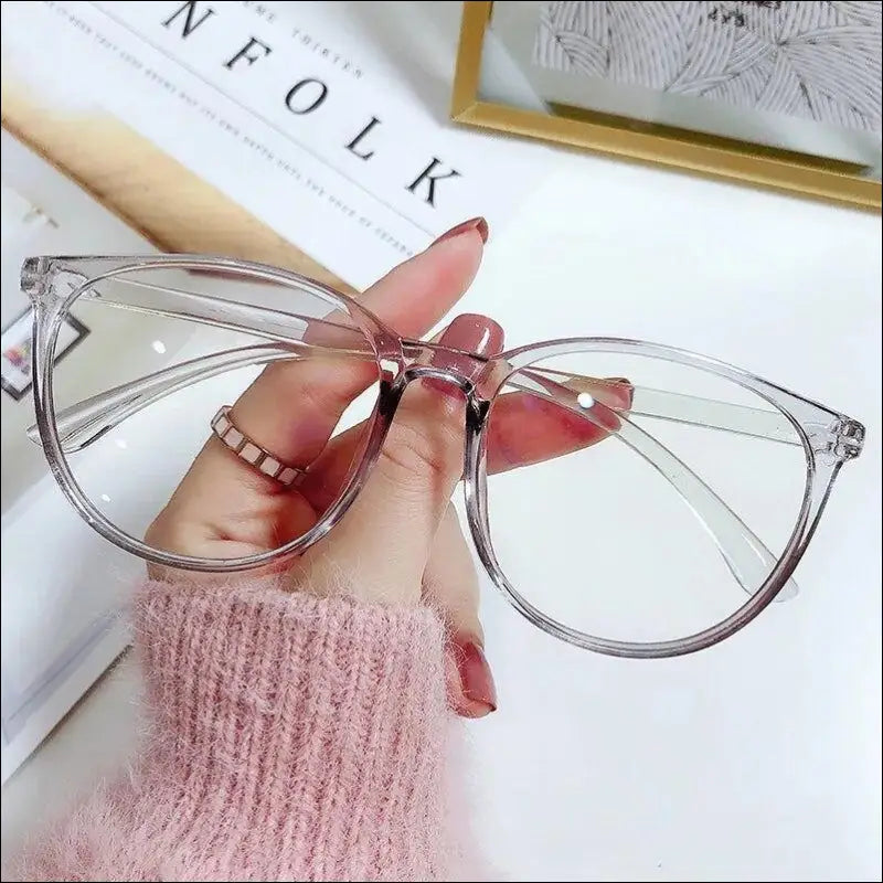 ’Transparent Computer Glasses Frame for Women & Men - Anti Blue Light Round with Optical Lenses’ - Grey - Transparent