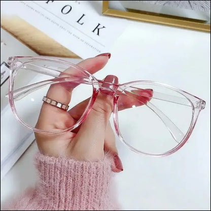 ’Transparent Computer Glasses Frame for Women & Men - Anti Blue Light Round with Optical Lenses’ - pink - Transparent
