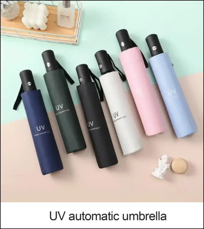 Travel Umbrella Compact Lightweight Portable Automatic Strong Waterproof Folding with 6 Rib Reinforced Auto Open Close