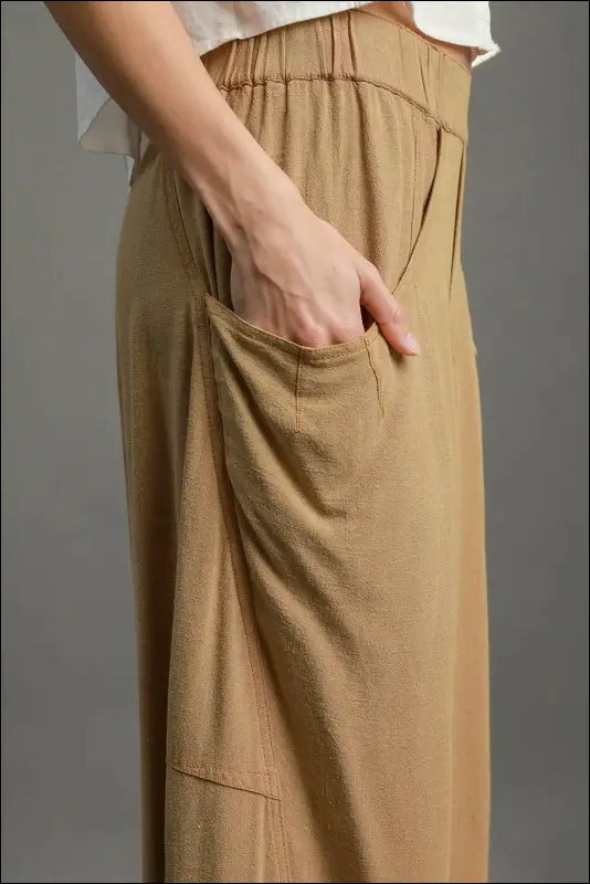 Umgee Elastic Waist Baggy Fit Pants with Pockets