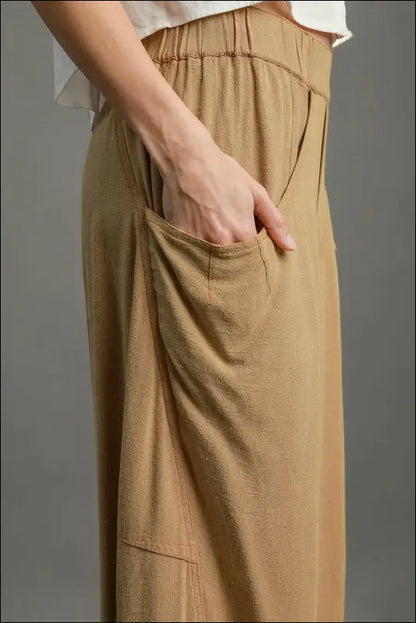 Umgee Elastic Waist Baggy Fit Pants with Pockets