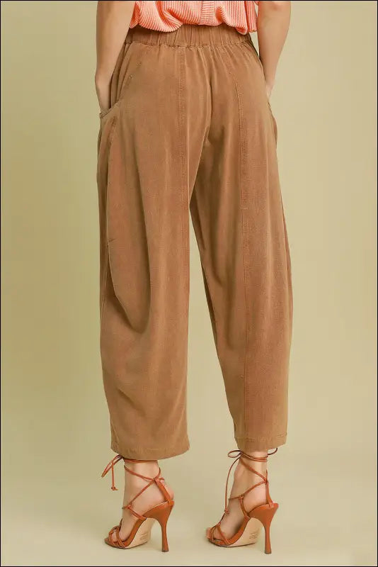 Umgee Elastic Waist Baggy Fit Pants with Pockets