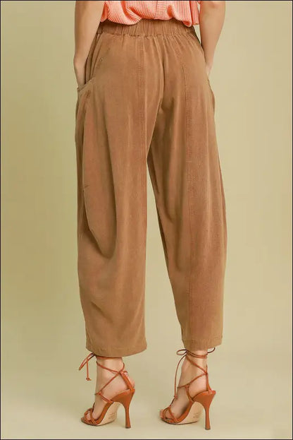 Umgee Elastic Waist Baggy Fit Pants with Pockets