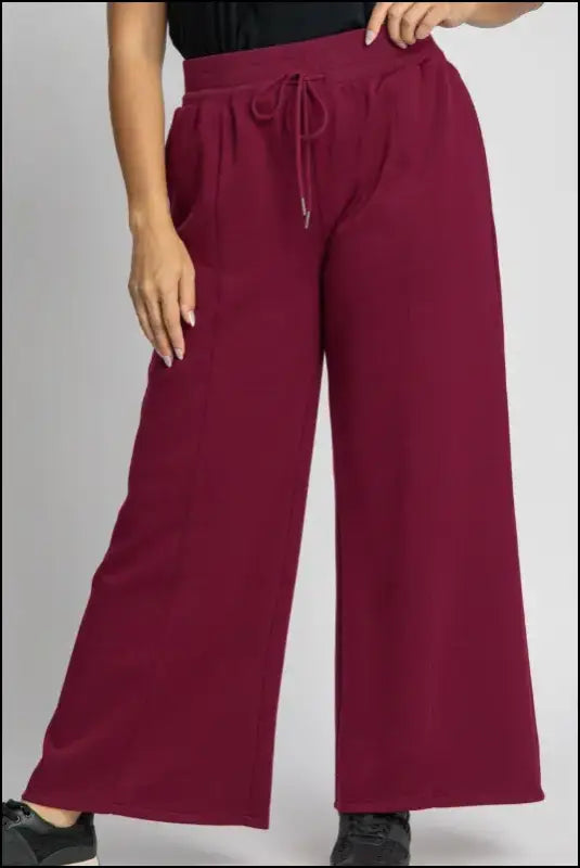 Umgee Full Size Drawstring Wide Leg Pants with Pockets