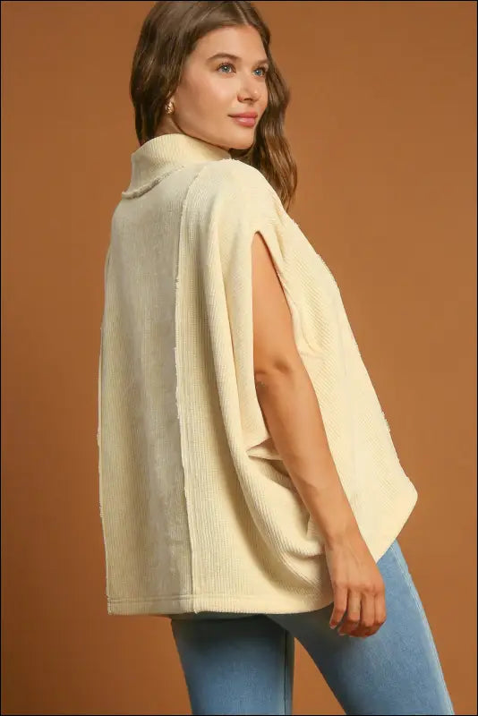 Umgee Solid Color Mock Neck Short Sleeve Top