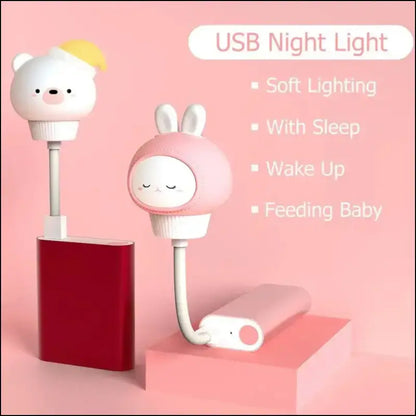 USB LED Night Light | Cute Cartoon Bear Chick and Kitten Lamps | Remote Control Bedside Lamp for Children’s Bedroom