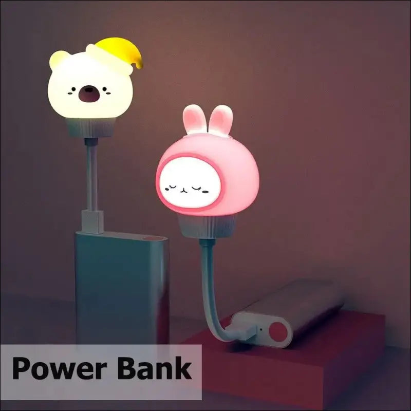 USB LED Night Light | Cute Cartoon Bear Chick and Kitten Lamps | Remote Control Bedside Lamp for Children’s Bedroom