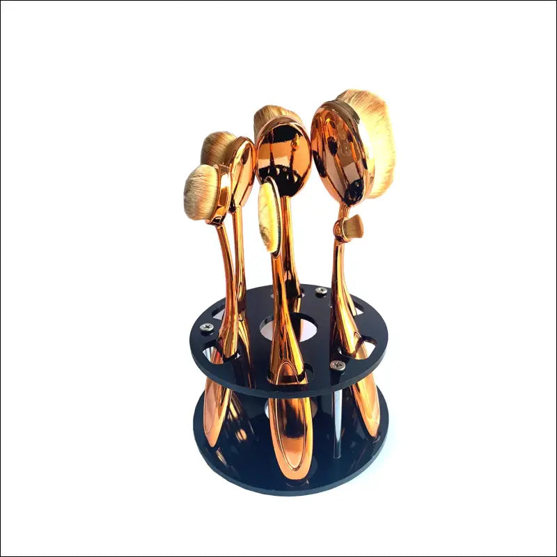 Vanity 6 Pc Oval Beauty Brushes With Caddy Organizer