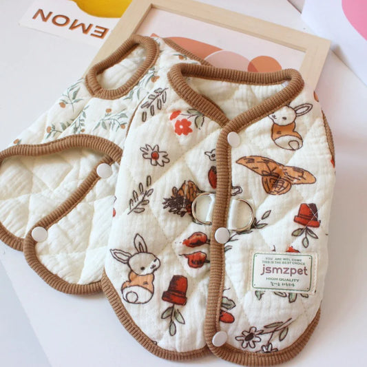 Pet Cozy Rabbit Print Velvet Coat