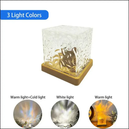 Water Ripple Projector Night Light - 16-Color Flame Crystal Lamp for Home Decoration & Sunset Ambiance