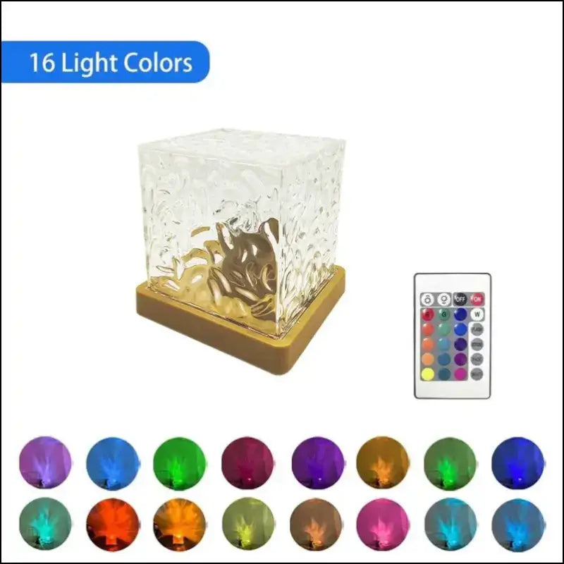 Water Ripple Projector Night Light - 16-Color Flame Crystal Lamp for Home Decoration & Sunset Ambiance
