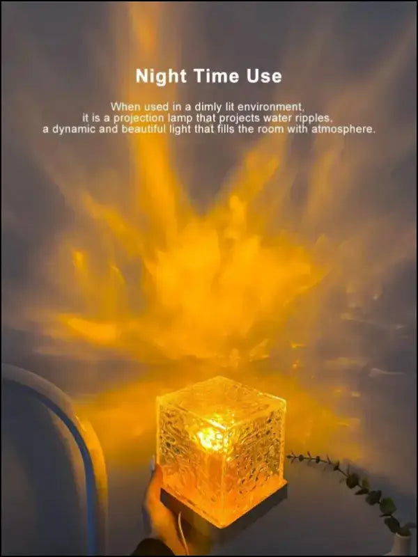 Water Ripple Projector Night Light - 16-Color Flame Crystal Lamp for Home Decoration & Sunset Ambiance