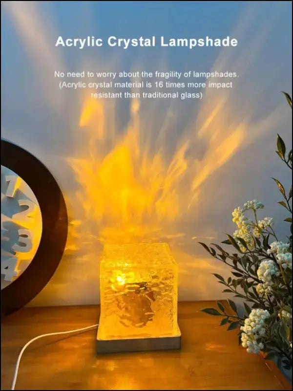 Water Ripple Projector Night Light - 16-Color Flame Crystal Lamp for Home Decoration & Sunset Ambiance