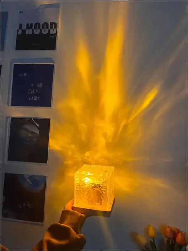 Water Ripple Projector Night Light - 16-Color Flame Crystal Lamp for Home Decoration & Sunset Ambiance
