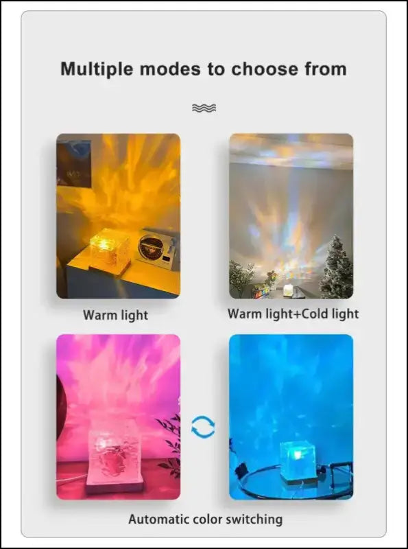 Water Ripple Projector Night Light - 16-Color Flame Crystal Lamp for Home Decoration & Sunset Ambiance
