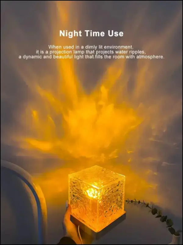 Water Ripple Projector Night Light - 16-Color Flame Crystal Lamp for Home Decoration & Sunset Ambiance