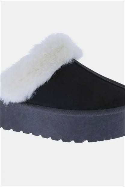 Weeboo Thick Bottom Fur Trim Snow Slippers