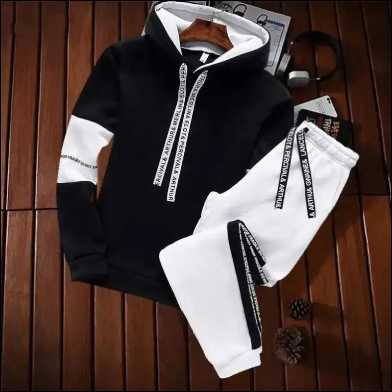 Winter Men’s Hoodie Set Tracksuit Casual Sweatshirt Pullover Hoody and Pants Fashionable for Men