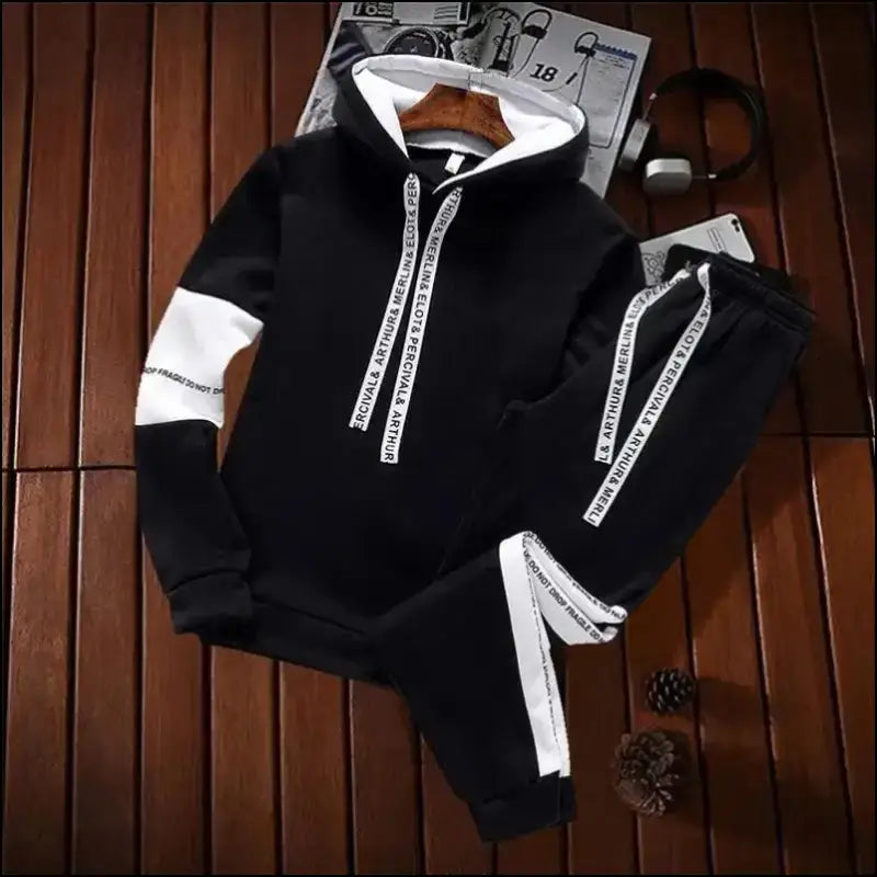 Winter Men’s Hoodie Set Tracksuit Casual Sweatshirt Pullover Hoody and Pants Fashionable for Men