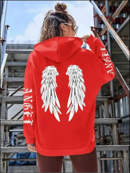 ’Women’s Angel Wings Printed Hoodie - Warm Casual Loose-Fit Fashion Sweatshirt’ - Women Hoodies